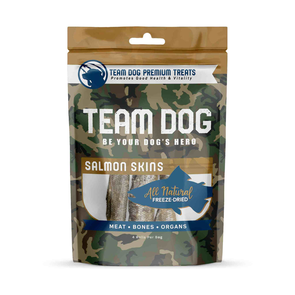 Salmon Skin Dog Chews Freeze-Dried Raw, 4 per bag