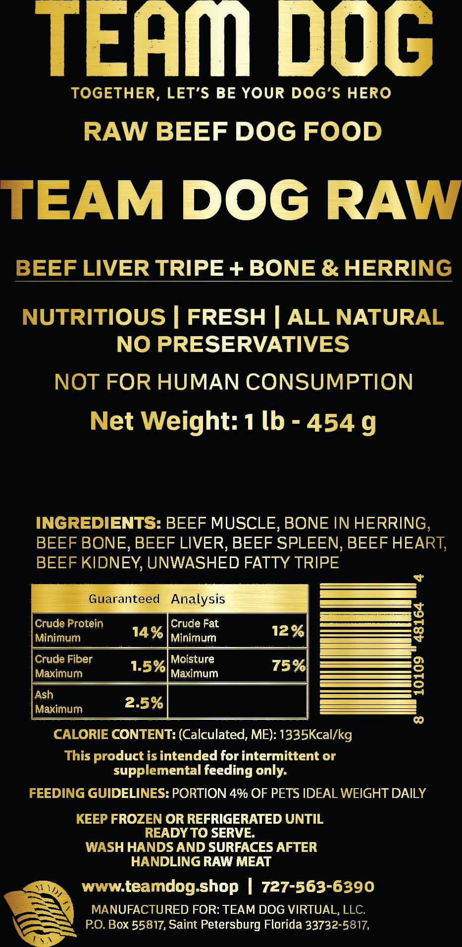 Raw Beef+Herring+Tripe Dog Food
