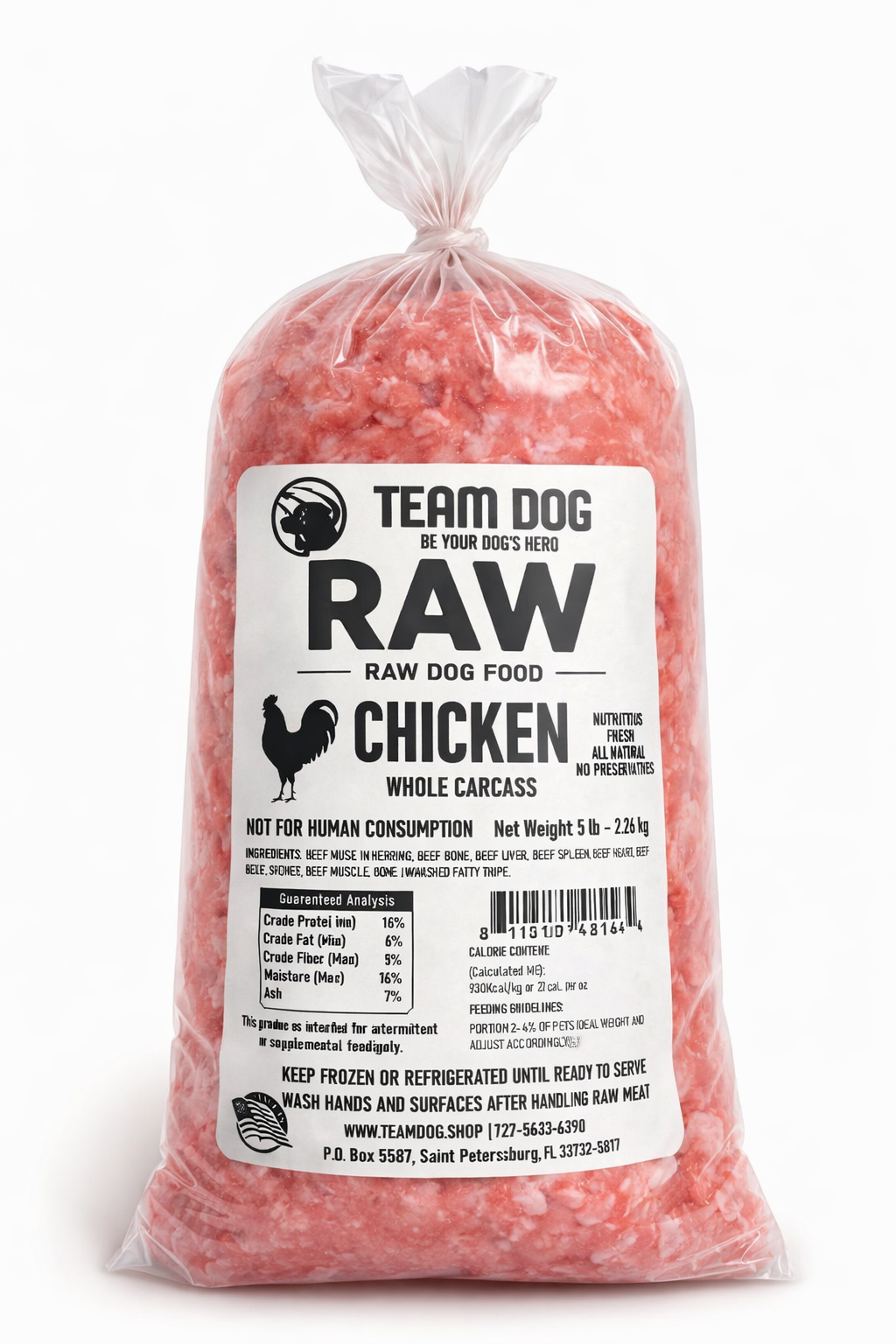Raw Whole Carcass Chicken Dog Food