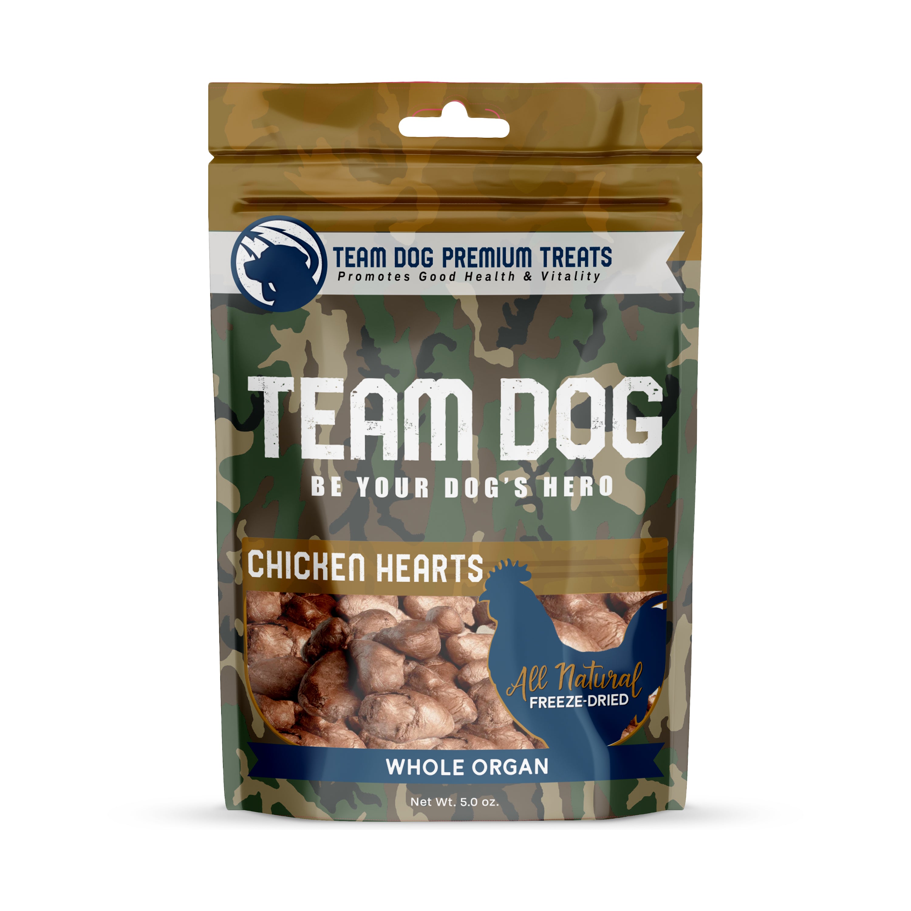 Team Dog Whole Organ Chicken Hearts Freeze-Dried Dog Treats