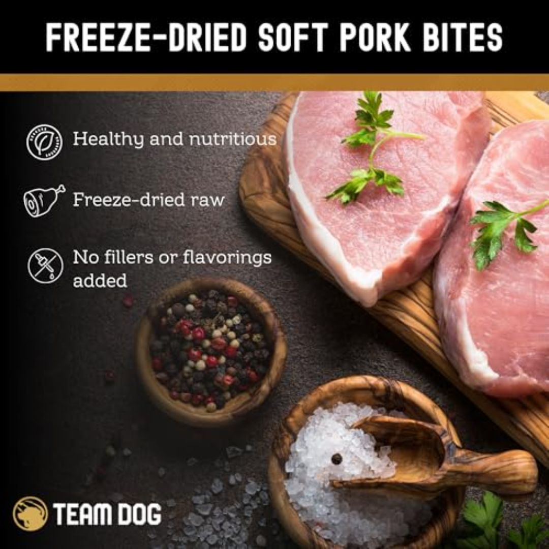 Pork Soft Bites Dog Treats Freeze-Dried, Pack-Size 14 oz