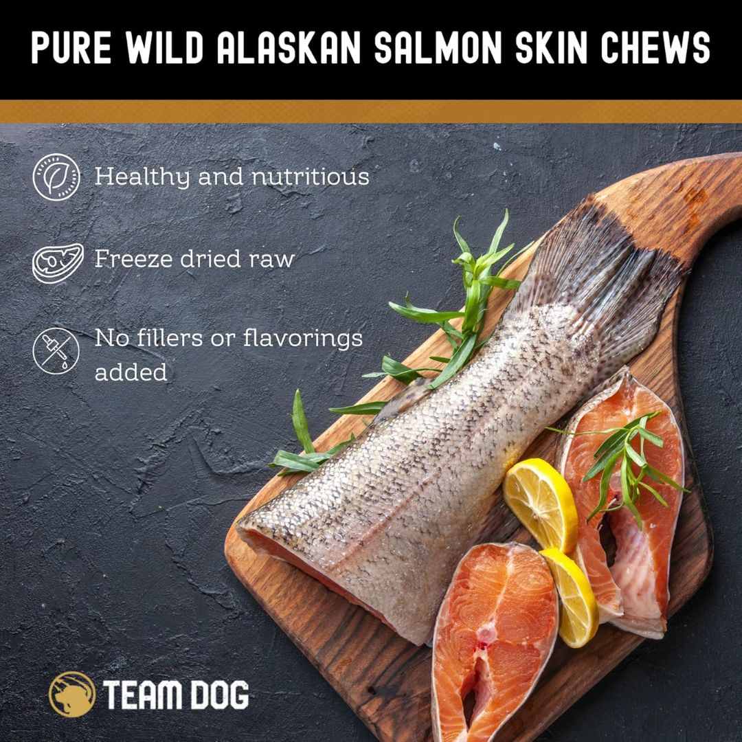 Salmon Skin Dog Chews Freeze-Dried, 4 per bag