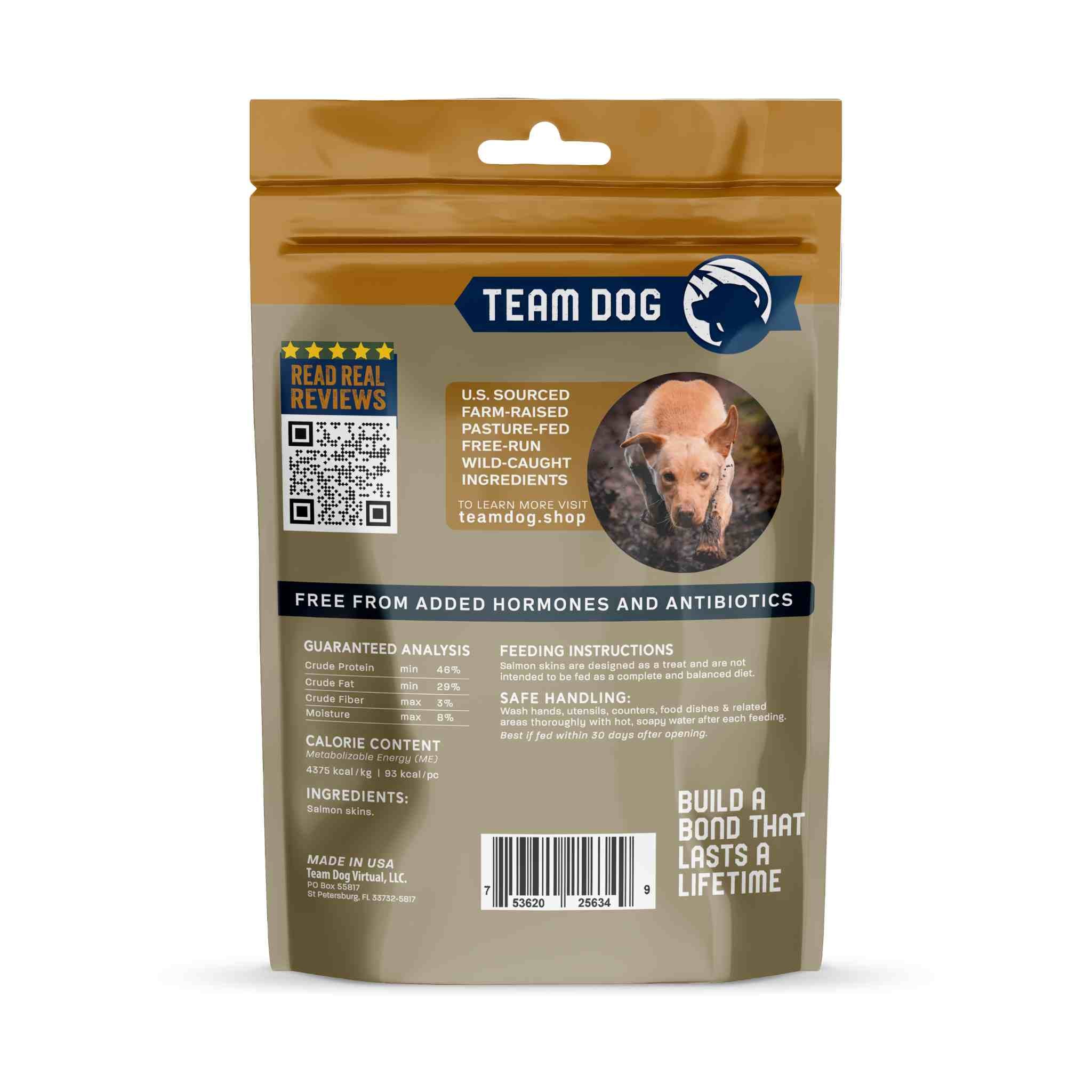 Salmon Skin Dog Chews Freeze-Dried, 4 per bag