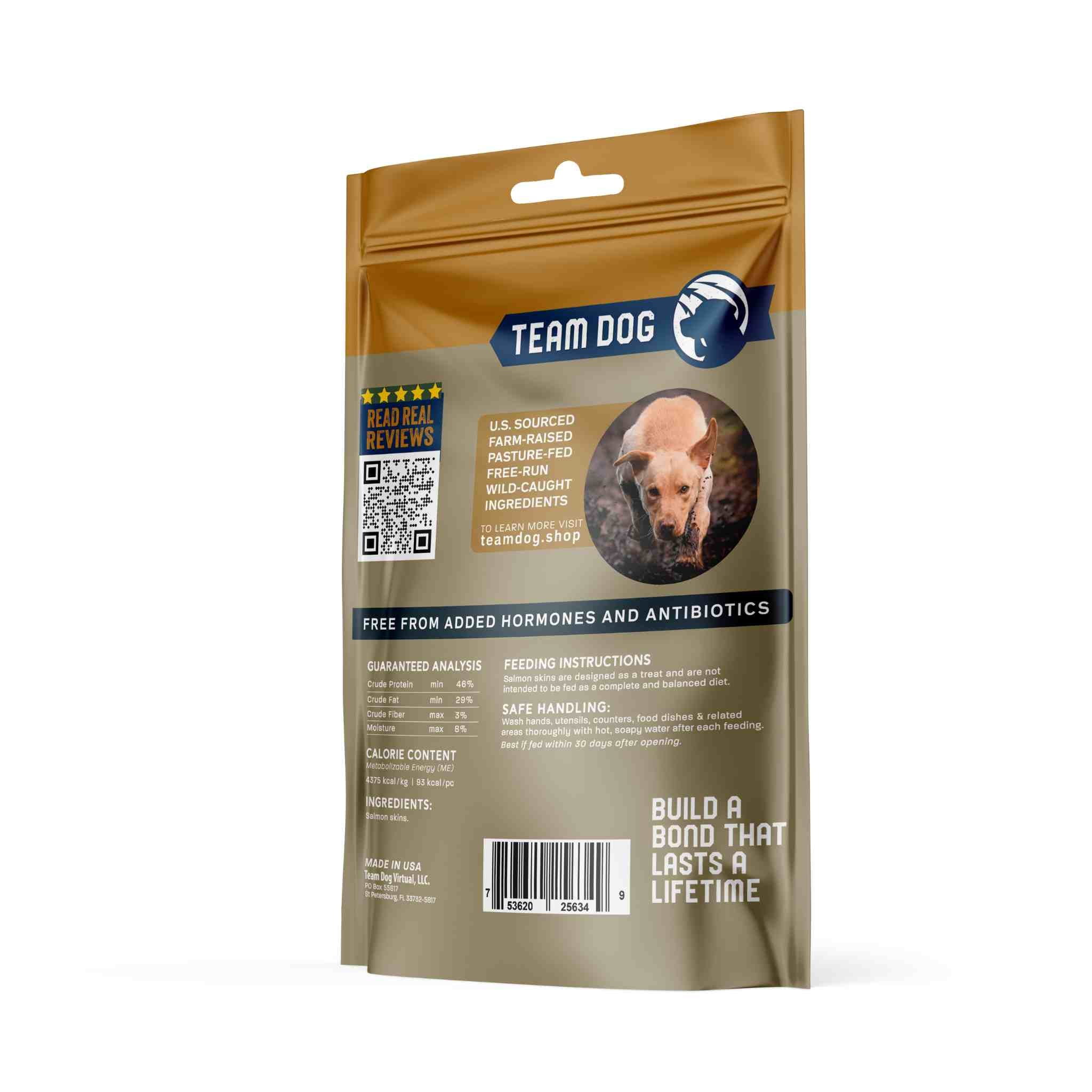 Salmon Skin Dog Chews Freeze-Dried, 4 per bag