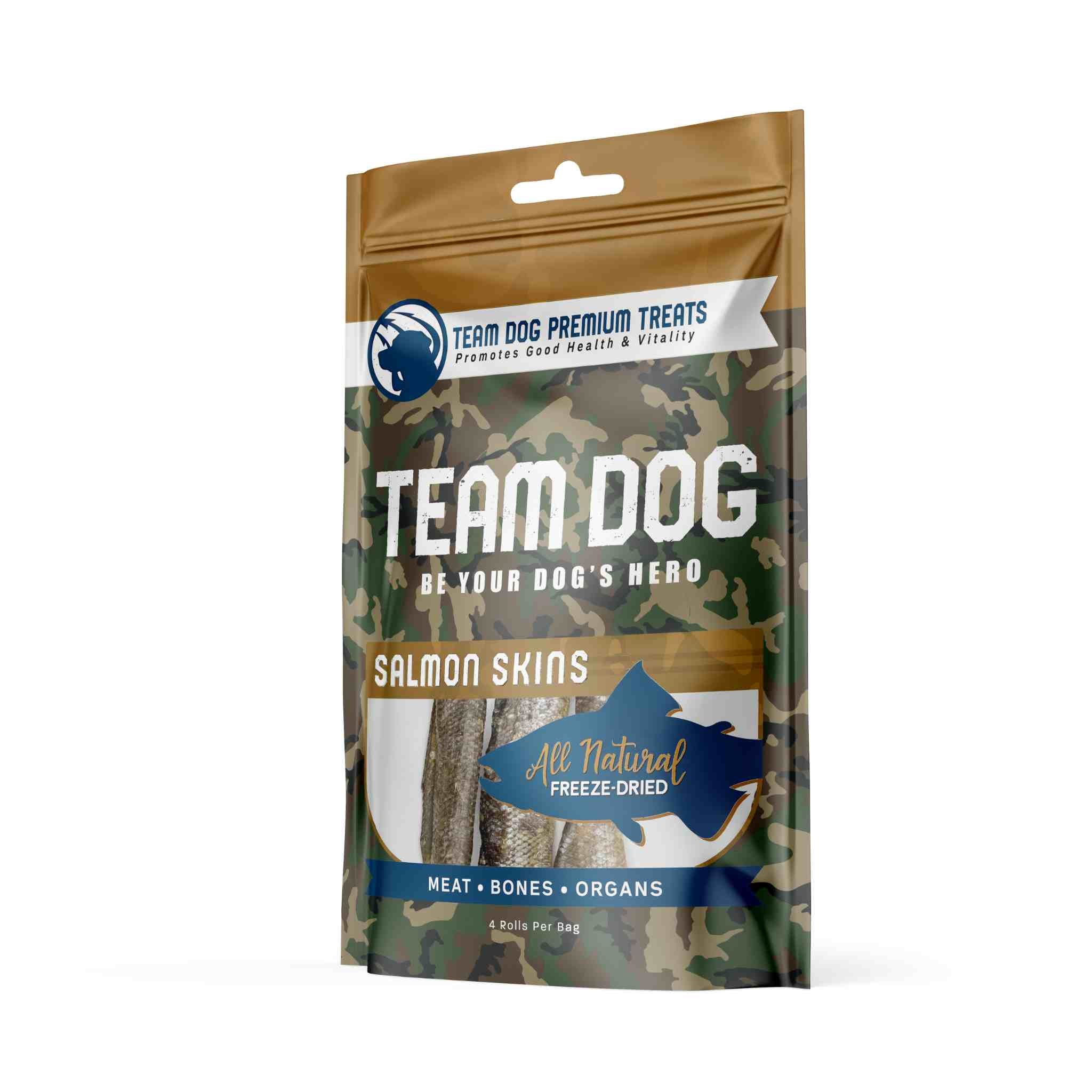 Salmon Skin Dog Chews Freeze-Dried, 4 per bag