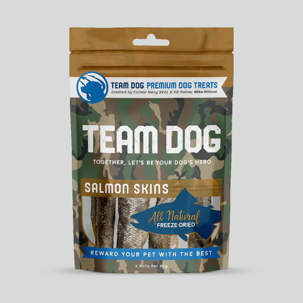 Salmon Skin Dog Chews Freeze-Dried, 4 per bag