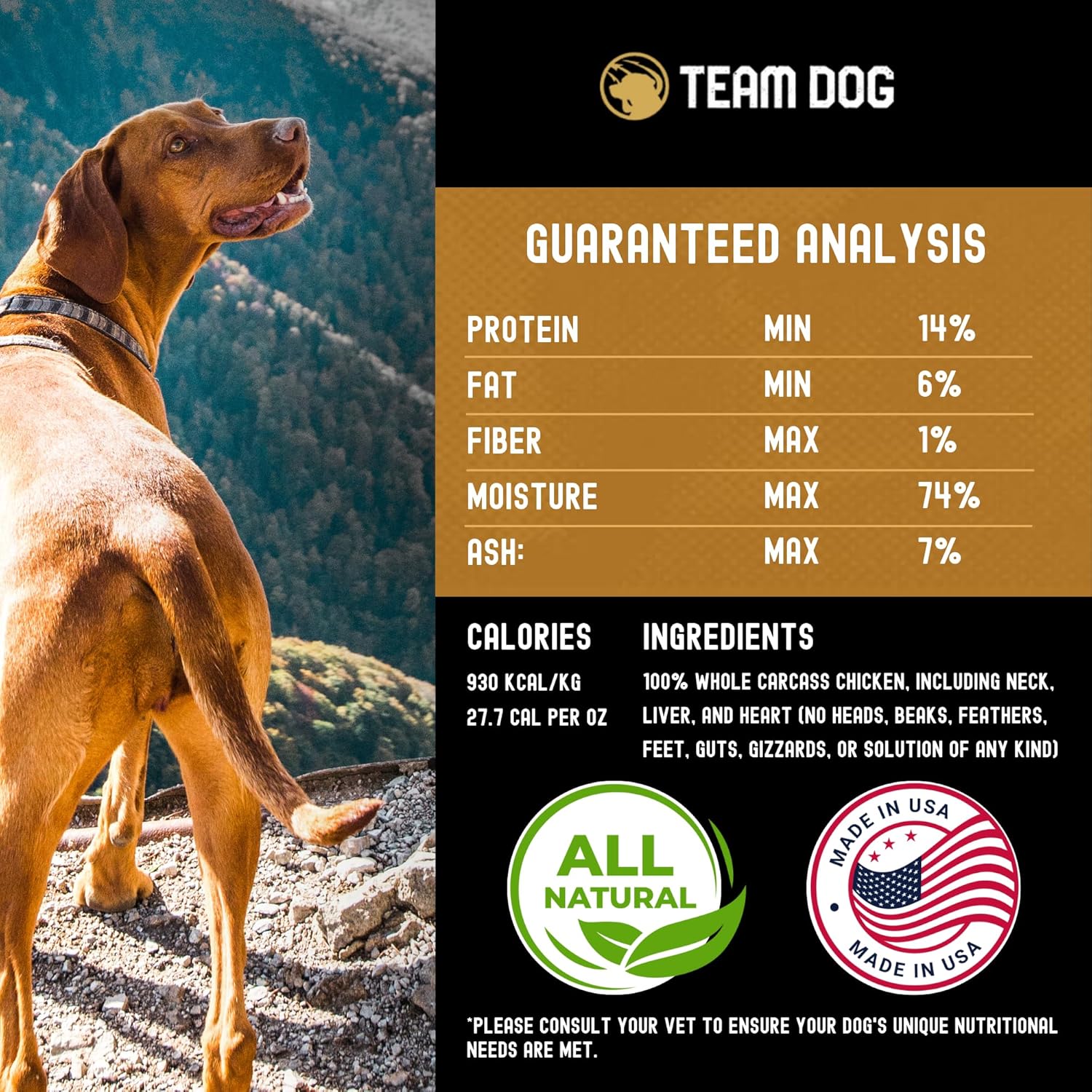 Best dog food. Team Dog Raw Chicken Whole Carcass Dog Food ingredients
